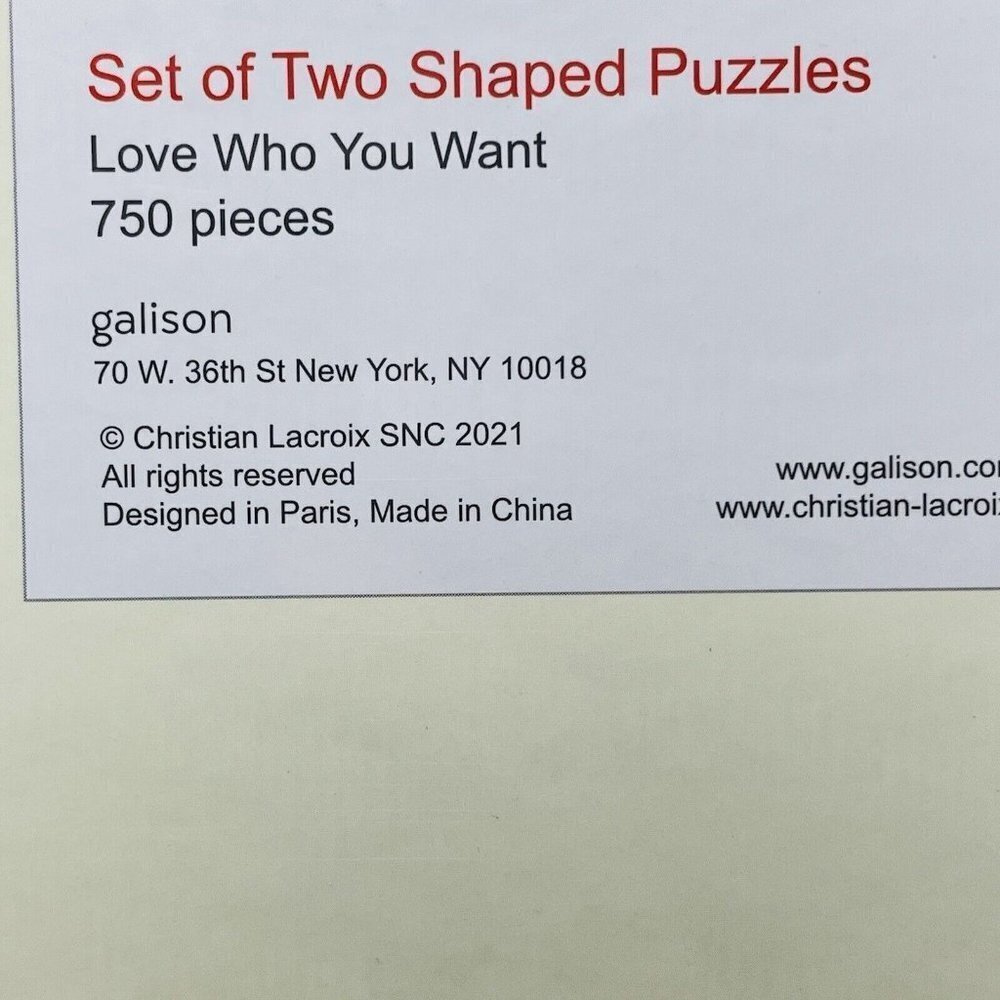 Galison Christian Lacroix Shaped Puzzle Jigsaw 750 Piece Love Who You Want Art - Picture 6 of 8